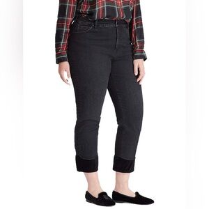 Ralph Lauren LRL Regal Embroidered Straight Ankle Jeans Black MSRP $145 Size 14